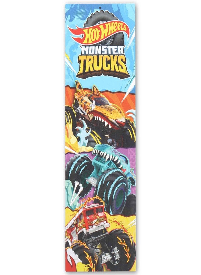 Open Road Brands Hot Wheels Monster Trucks Vertical Metal Sign - Fun Hot Wheels Wall Decor for Kids' Bedroom or Play Room - Image 1